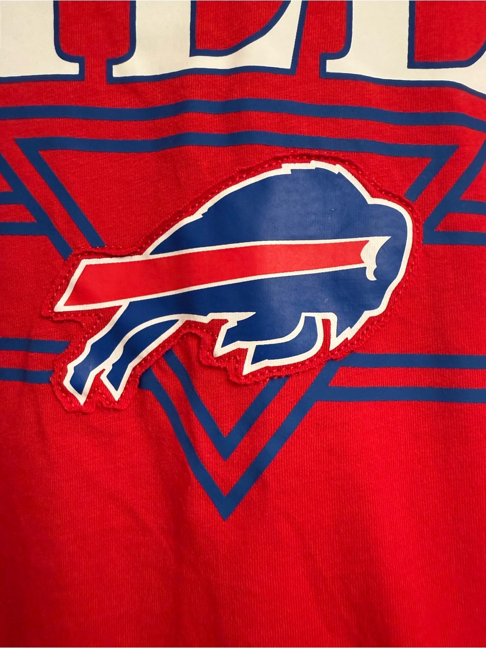 NFL Red Buffalo Bills Graphic Tee with Blue & White Embellished Logo - Picture 4 of 8
